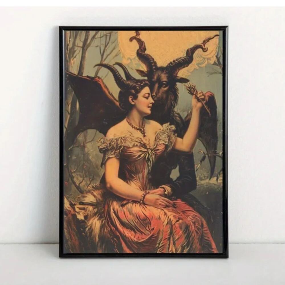 Demon Love Canvas Art Print 12"× 16" Horned God Maiden Goth Pagan Pan Old Gods